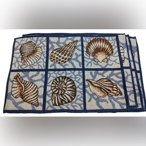 Home Concepts 4 Piece Seashell Patterned Tapestry Placemats-EUC